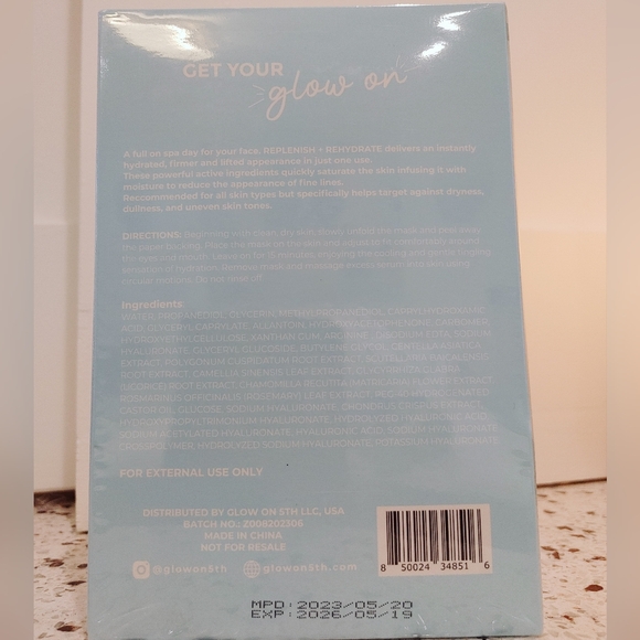 Glow on 5th Beauty, Replenish + Rehydrate sheet mask (6 masks) - Picture 3 of 5
